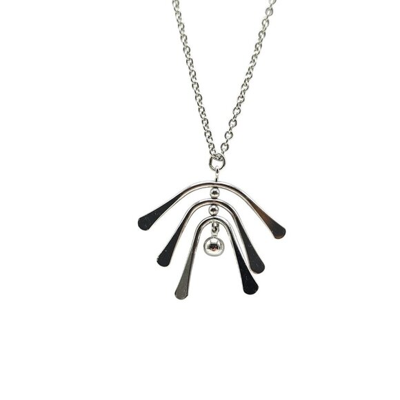 Vintage 1972 Avon Windchimes Silver Tone Abstract Pendant Necklace - Picture 1 of 5